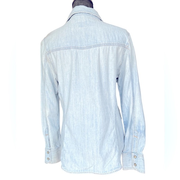 Rag & Bone Chambray Women’s Medium Snap Closure Top 100% Cotton Moonshine Color - Picture 2 of 4